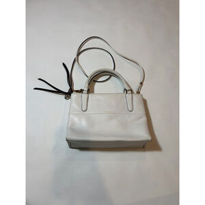 Coach White Leather Satchel Crossbody Bag Gold Hardware Minimalist Chic flaw